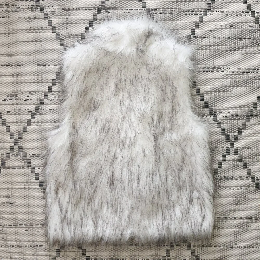 Nordstrom Faux Fur Vest White Black Longline Women's Luxurious Pockets Jacket S - Picture 5 of 11